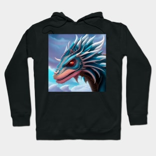 Angry Blue Sky Dragon with White Spikes Hoodie